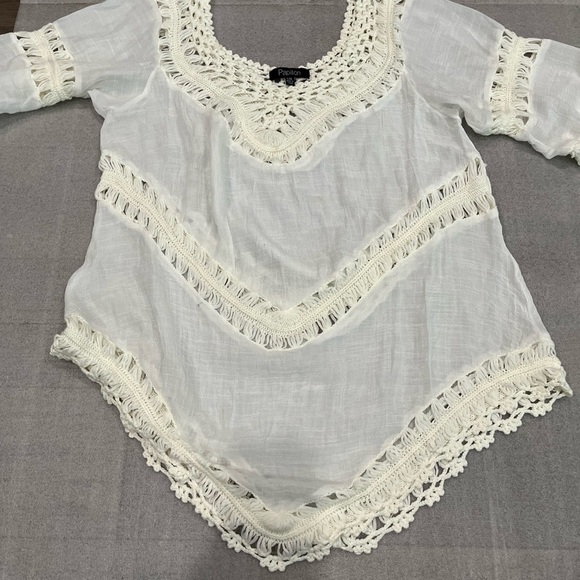 [L/XL]Papillon Blanc  3/4 Sleeve Crochet Blouse - Picture 2 of 7